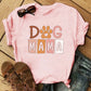 Dog Mama Printing Round Neck T-Shirt