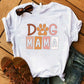 Dog Mama Printing Round Neck T-Shirt